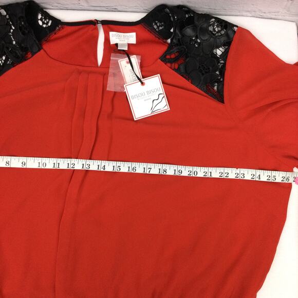 Bisou Bisou Peplum Elastic Waist Crochet Lace Pleated Round Neck Sheer Blouse 3X - Picture 16 of 16